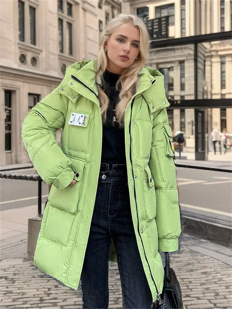 Down Cotton Coat Women Green Loose Thick Warmth Hooded Parkas 2024 Winter New Fashion Korean Back Pockets Coat Clothing
Down Cotton Coat Women Green Loose Thick Warmth Hooded Parkas 2024 Winter New Fashion Korean Back Pockets Coat Clothing
