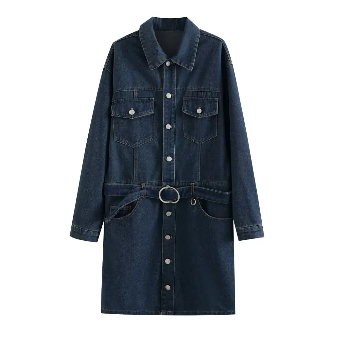 Women's new fashion with belt casual single breasted shirt style denim mini dress retro long sleeved pocket women's dress Mujer
Women's new fashion with belt casual single breasted shirt style denim mini dress retro long sleeved pocket women's dress Mujer