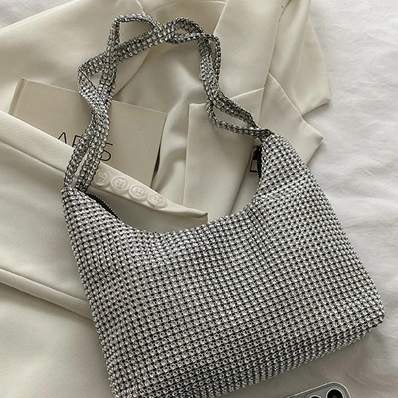 Bling Evening Bag for Rhinestone Handbag Silver Shiny Underarm Bag for Mother's E74B
Bling Evening Bag for Rhinestone Handbag Silver Shiny Underarm Bag for Mother's E74B