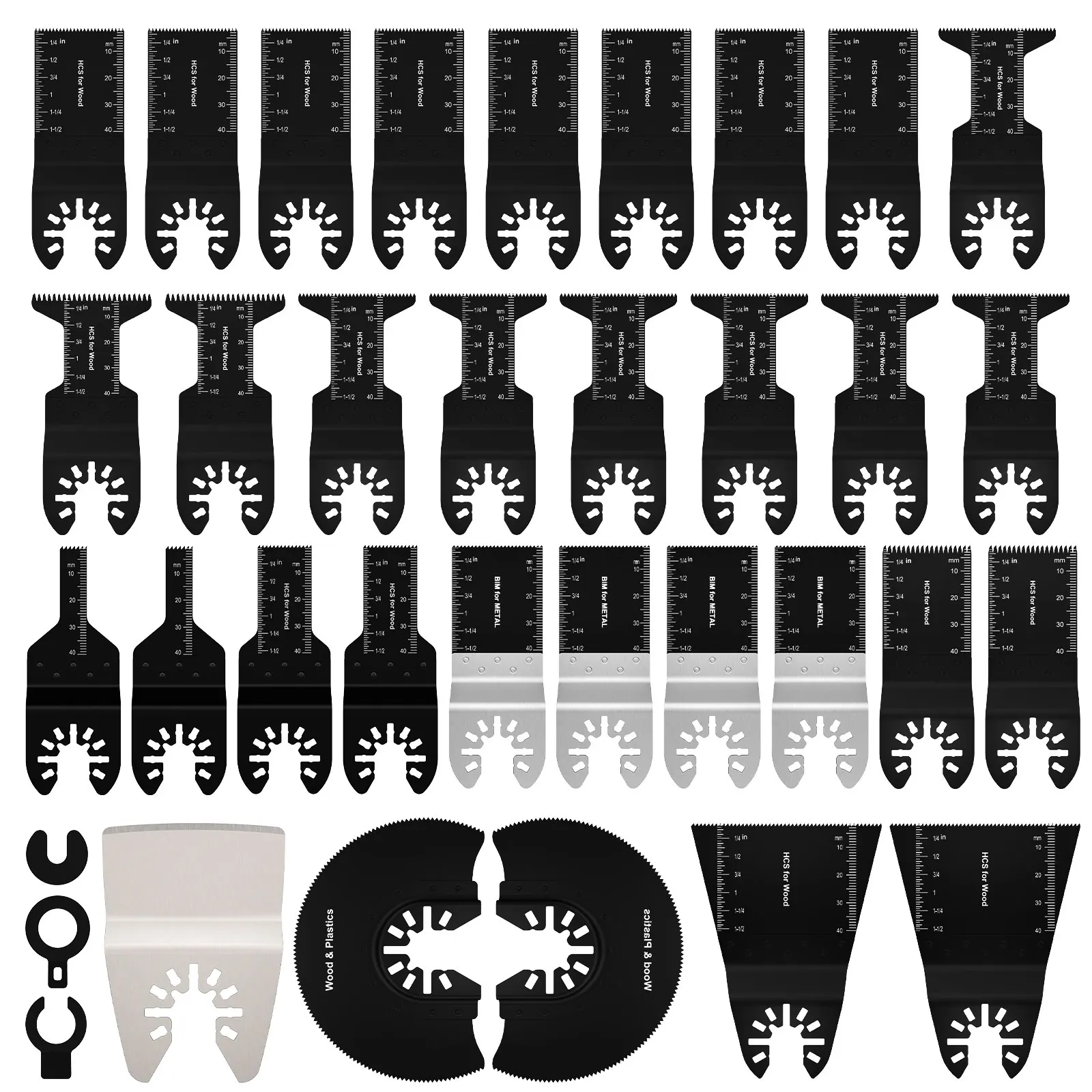 33Pcs Oscillating Saw Blades Sharp Multitool Blades Wear Resistant Oscillating Blades Fast Cutting Saw Blades with Gasket
33Pcs Oscillating Saw Blades Sharp Multitool Blades Wear Resistant Oscillating Blades Fast Cutting Saw Blades with Gasket