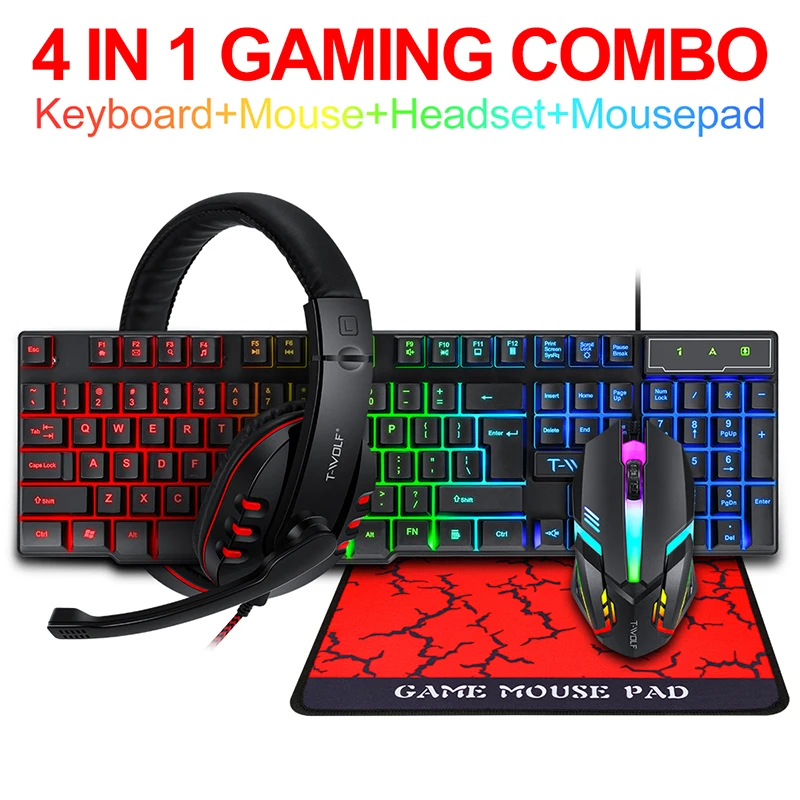 RGB 4 In 1 Gaming Keyboard and Mouse Headset Mouse Pad Keyboard Ergonomic Light Mechanical Feel keyboard and mouse Combo Set
RGB 4 In 1 Gaming Keyboard and Mouse Headset Mouse Pad Keyboard Ergonomic Light Mechanical Feel keyboard and mouse Combo Set