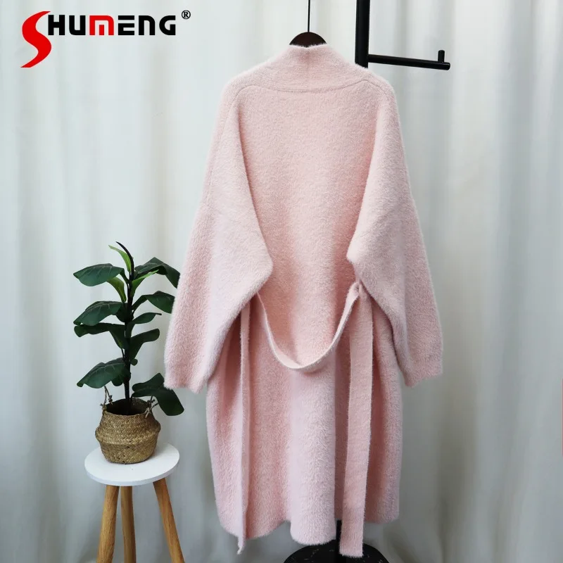 Faux Mink Wool Korean Style Sweater Coat Women's Long Autumn and Winter New Fashion Style Belt Elegant Knitted Cardigan Jumpers
Faux Mink Wool Korean Style Sweater Coat Women's Long Autumn and Winter New Fashion Style Belt Elegant Knitted Cardigan Jumpers