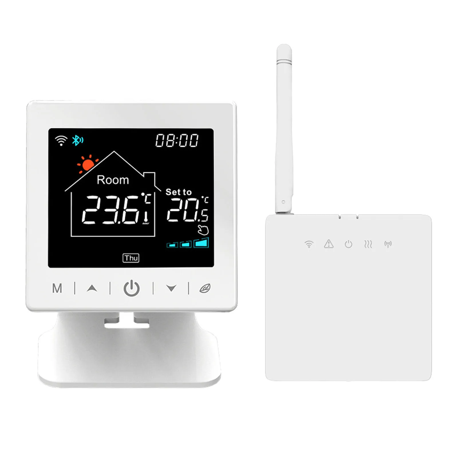 WiFi thermostat RF433 for water and gas boilers battery powered with temperature statistics and weekly programmable settings
WiFi thermostat RF433 for water and gas boilers battery powered with temperature statistics and weekly programmable settings