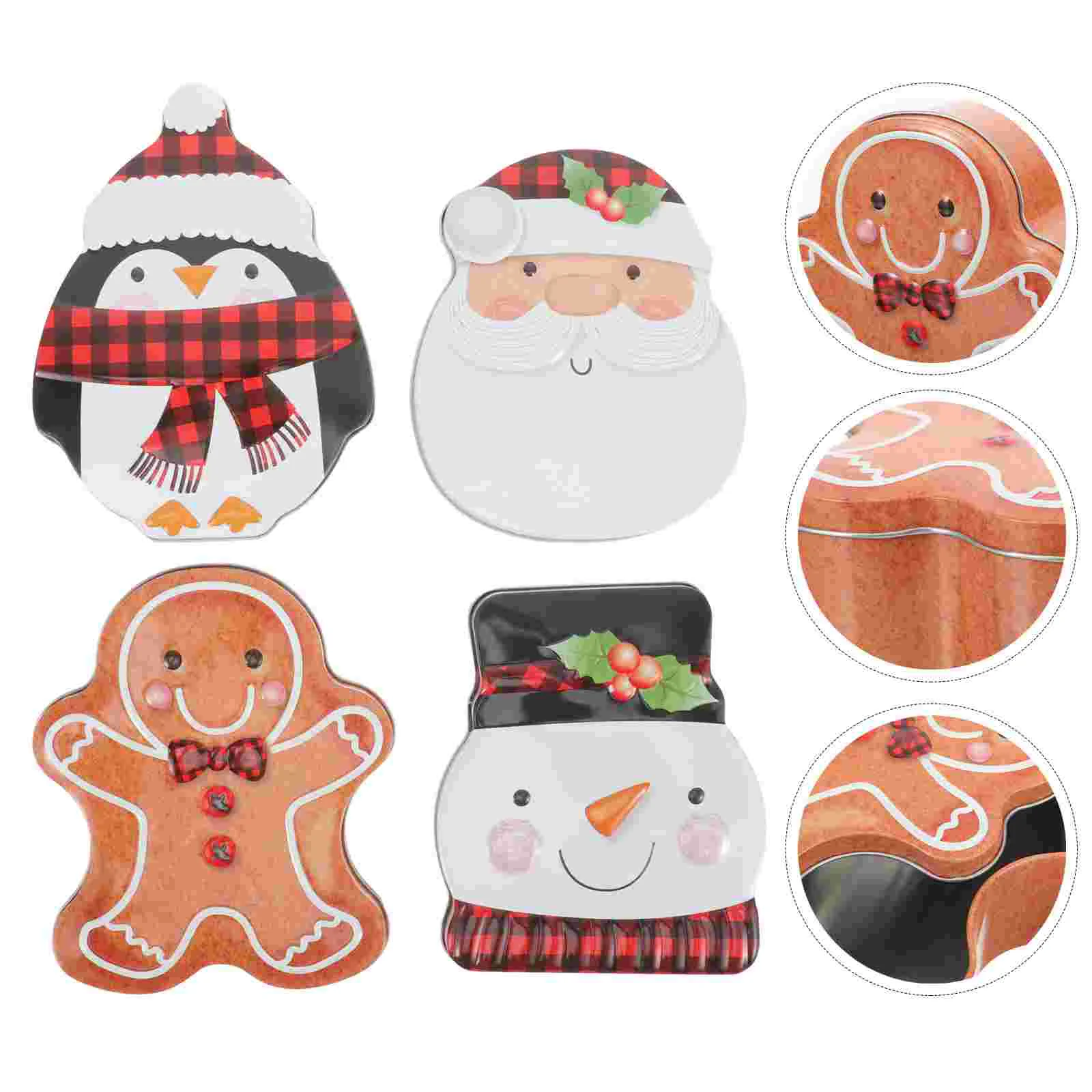 

Christmas Cookie Tins Santa Claus Snowman Candy Biscuits Box Tinplate Cookie Containers Xmas Bakery Treat Boxes Xmas Holiday