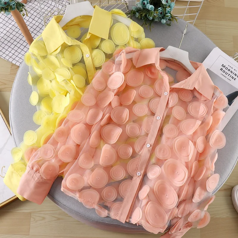 French Three-dimensional Flower Lady's Chiffon Shirt Openwork Balloon Mesh Blouse Woman Long Sleeve Top Clothing In Black
French Three-dimensional Flower Lady's Chiffon Shirt Openwork Balloon Mesh Blouse Woman Long Sleeve Top Clothing In Black
