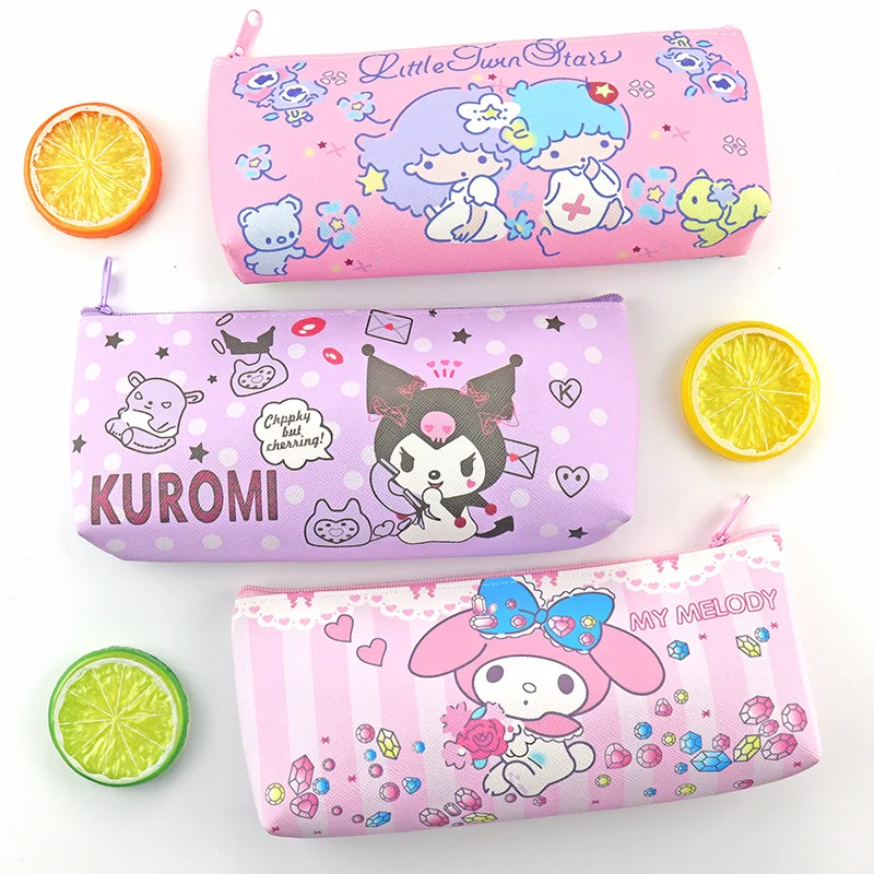 

Sanrio Single-layer PU Pen Bag Cinnamoroll Melody Kuromi Cartoon Cute Large Capacity Student Stationery Pencil Bag 21*10.5*3cm