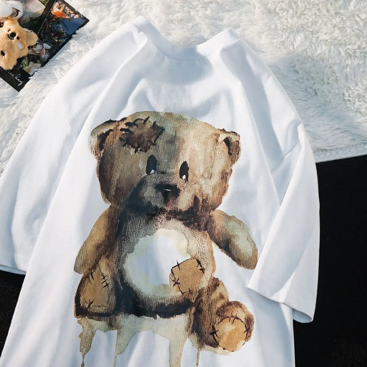 American Style New Retro Bear Doll Short Sleeved T-shirt for Men and Women Loose and Versatile Summer Couple Pure Cotton Top Ins
American Style New Retro Bear Doll Short Sleeved T-shirt for Men and Women Loose and Versatile Summer Couple Pure Cotton Top Ins
