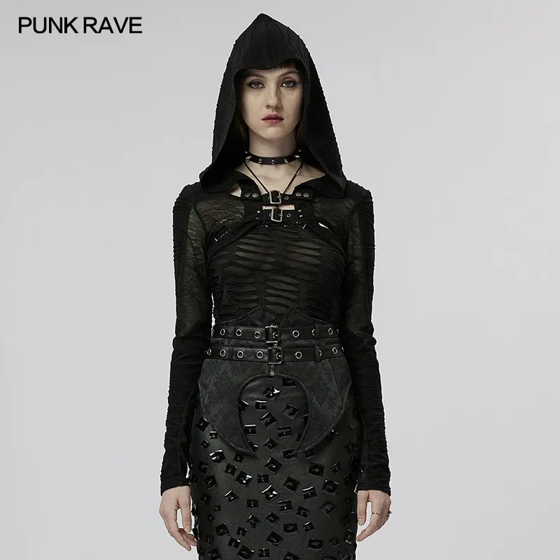 

PUNK RAVE Women's Punk The Post-apocalyptic Techwear Bolero 3D Horizontal Stripe Coat Gothic Fashion Black Short Tops Jackets