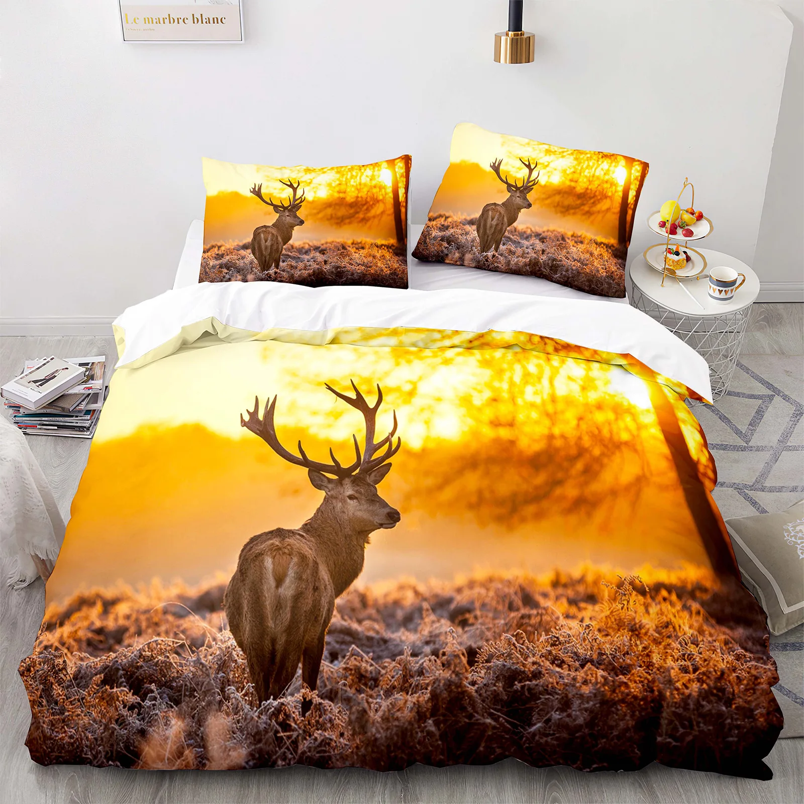 

Sika Deer Wildlife Dusk 3D Bedding Set Duvet Cover Pillowcases Comforter Linen Quilt Cover Room Decor Twin Queen King Size
