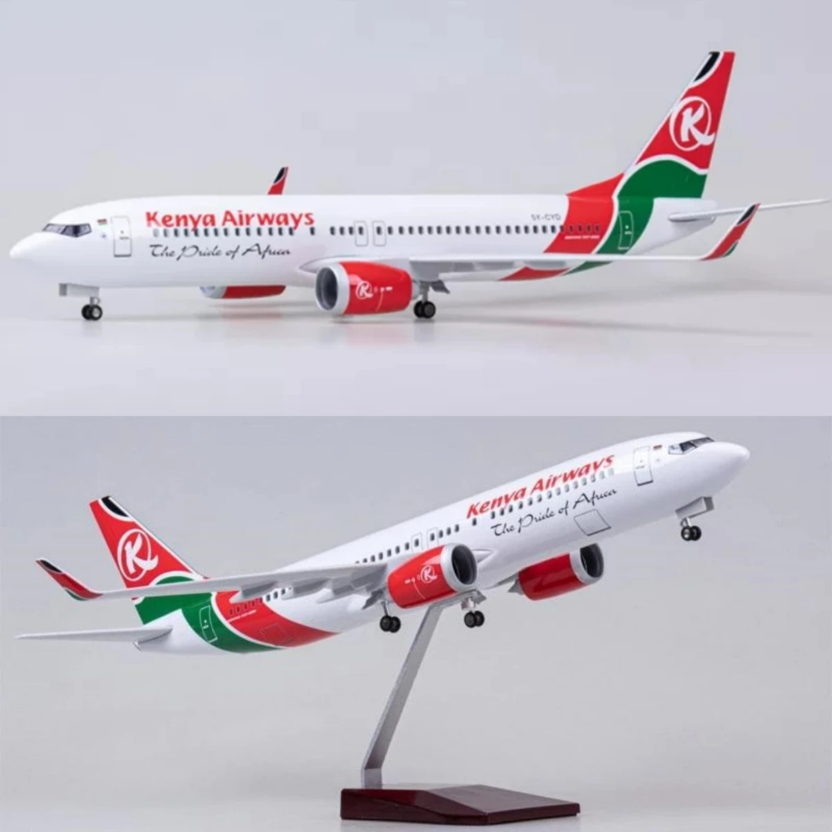 

1/85 Scale 47CM Aircraft 737 MAX B737 Kenya Airways Die-cast Plastic Resin Aircraft Model with Lights and Landing Gear Ornament