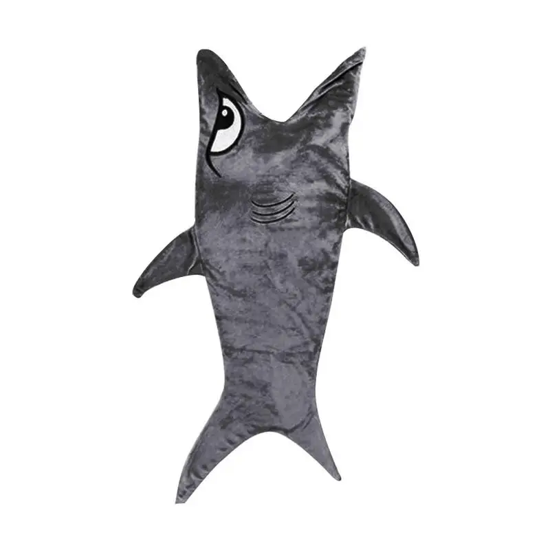 

Shark Sleeping Bag Double Layer Plush Animal Blanket Pajamas Onesie Wearable Hoodie Super Soft Warm For Camping Trips Sleepovers