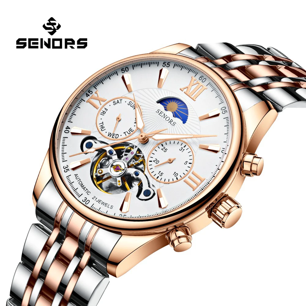 SENORS SN325 Men`s Watch Automatic Mechanical Watches Men Complete Calendar Tourbillon Clock Weekly Moon Phase Wristwatches 3ATM
SENORS SN325 Men`s Watch Automatic Mechanical Watches Men Complete Calendar Tourbillon Clock Weekly Moon Phase Wristwatches 3ATM