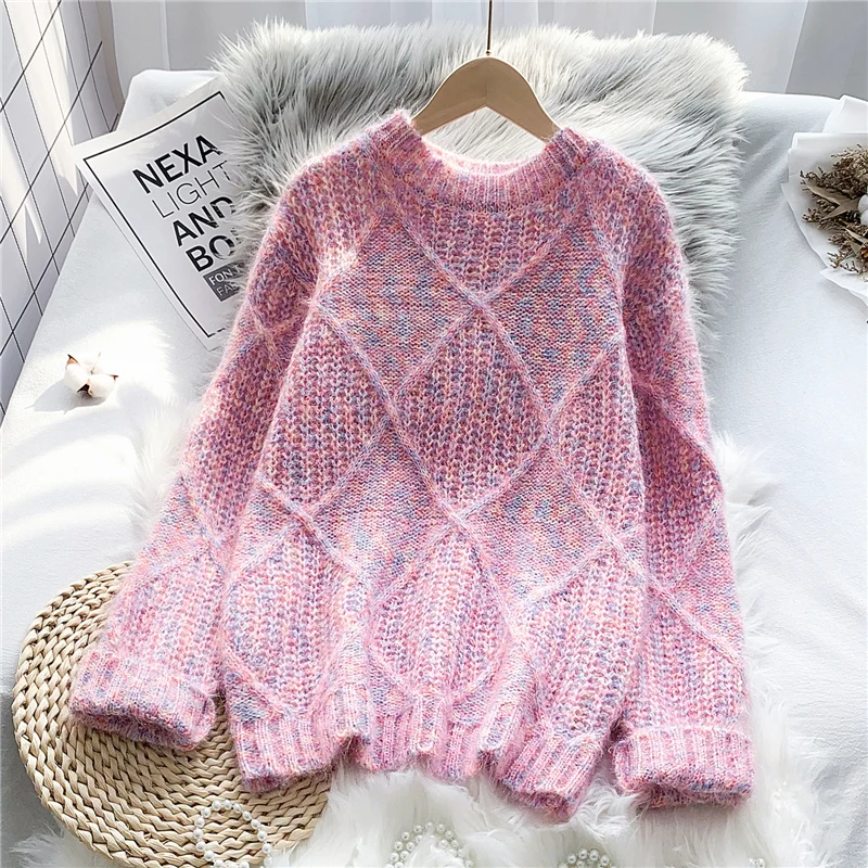 Coarse Yarn Mohair Knitted Women Sweater Pullovers Autumn Winter New O-Neck Loose Solid Thicken Warm Female Pulls Outwears
Coarse Yarn Mohair Knitted Women Sweater Pullovers Autumn Winter New O-Neck Loose Solid Thicken Warm Female Pulls Outwears