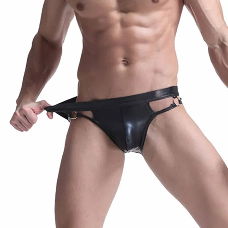 Men's Sexy PU Leather Low Rise Underwear Jock Strap Breathable Briefs Thong G-String Pouch Panties Male Bikini Underwear
Men's Sexy PU Leather Low Rise Underwear Jock Strap Breathable Briefs Thong G-String Pouch Panties Male Bikini Underwear
