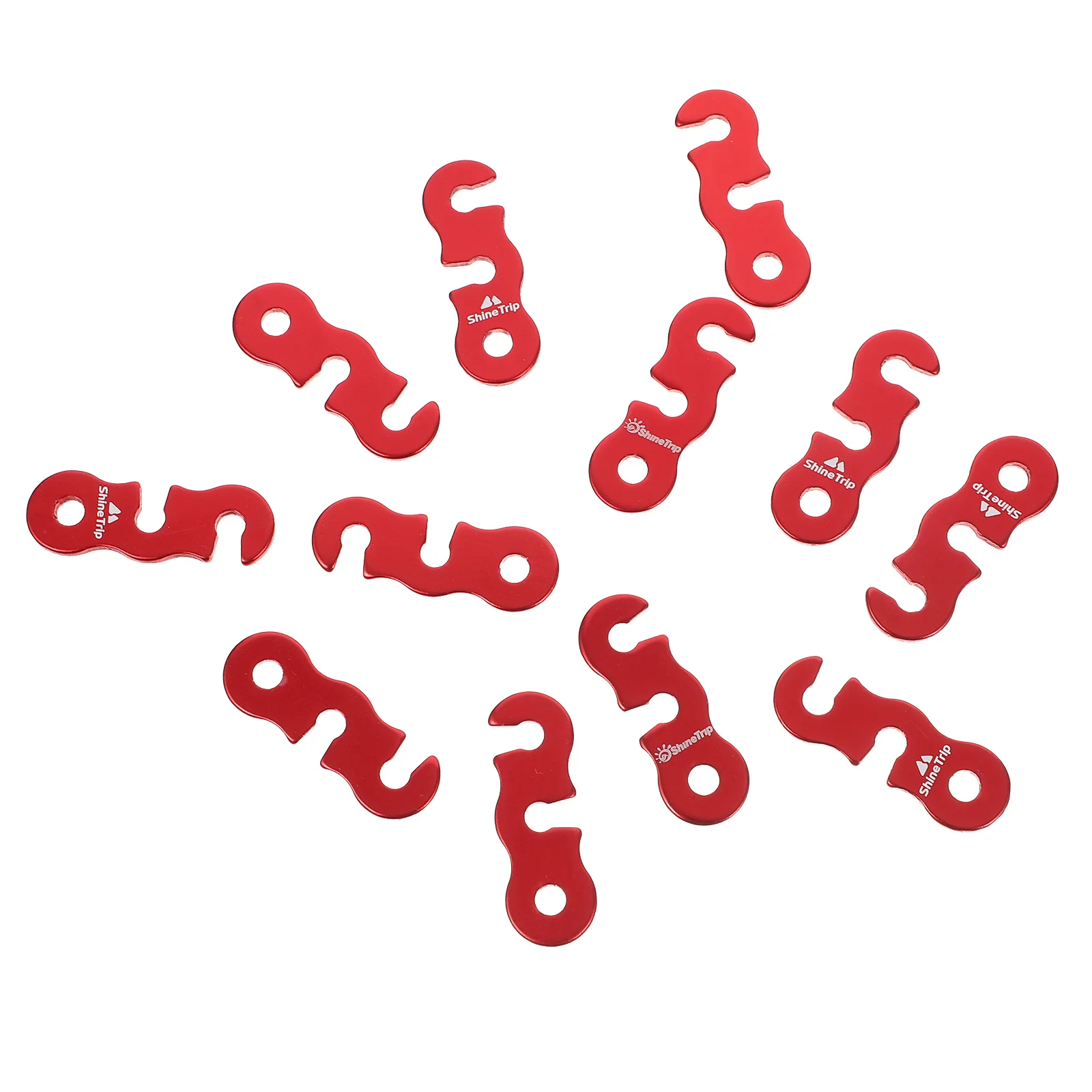 

12pcs Aluminum Alloy Camping Wind Rope Buckle Tent Rope Adjusters Cord Buckles Tightening Hooks Tent Rope Stopper (Red)