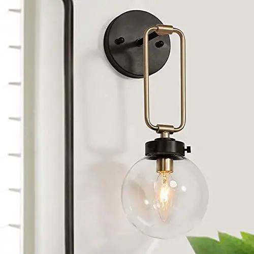 Lighting, Farmhouse Sconce, 1-Light Light with Black and Gold Metal Finish, Clear Glass Shade, 5\u2019\u2019 L x 10\u2019\u20
Lighting, Farmhouse Sconce, 1-Light Light with Black and Gold Metal Finish, Clear Glass Shade, 5\u2019\u2019 L x 10\u2019\u20