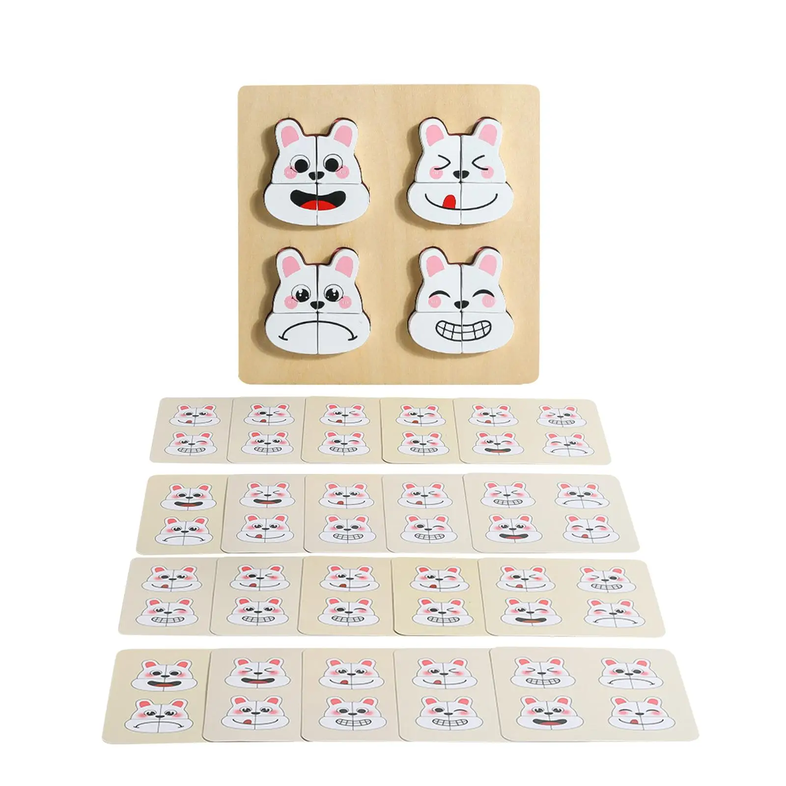 

Rabbit Bunny Jigsaw Puzzle Matching Toys with Cards Early Developmental Toys Montessori Toys Wooden for Baby Toddlers Kids