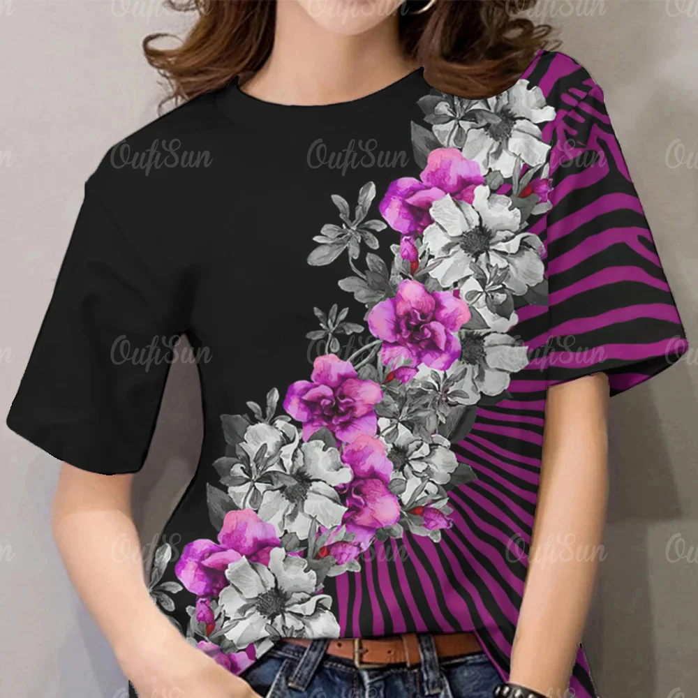 3D Flower Print Women's T-shirts Summer Casual Short Sleeves Tees Tops Fashion Streetwear Loose Women Clothing O-neck Pullover
3D Flower Print Women's T-shirts Summer Casual Short Sleeves Tees Tops Fashion Streetwear Loose Women Clothing O-neck Pullover