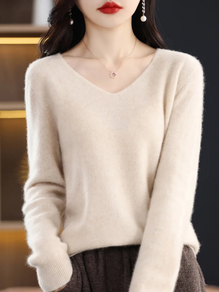 2024 New Fashion Basic Long Sleeve V-Neck Sweater 100% Merino Wool Clothing Cashmere Basic Sweater Pure Color Tops Clothing
2024 New Fashion Basic Long Sleeve V-Neck Sweater 100% Merino Wool Clothing Cashmere Basic Sweater Pure Color Tops Clothing