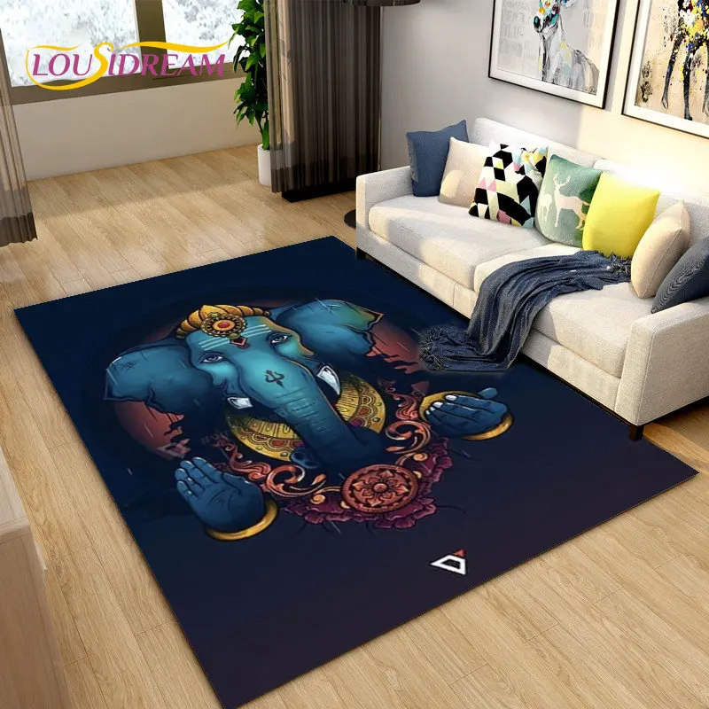 

Elephant Ganesha Series Area Rug Large,Carpet Rug for Living Room Bedroom Sofa Doormat Decoration,kids Play Non-slip Floor Mat