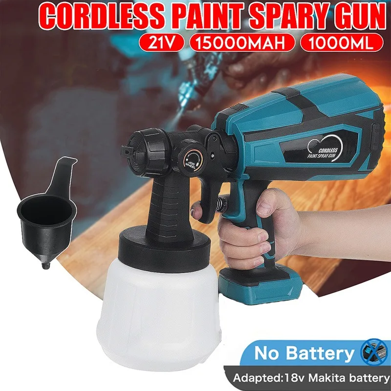 850W 21V Cordless Spray Guns High Power Home Electric Paint Sprayer 1000ml 1.8/2.5mm Nozzle Easy Spraying Paint Guns Power Tools 
850W 21V Cordless Spray Guns High Power Home Electric Paint Sprayer 1000ml 1.8/2.5mm Nozzle Easy Spraying Paint Guns Power Tools
