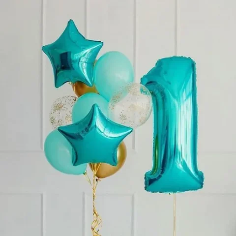 

32 inch Tiffany Blue Number Foil Helium Balloons Baby Shower Digit Globos 1st 2nd Birthday Party Decorations Kids Supplies 1set