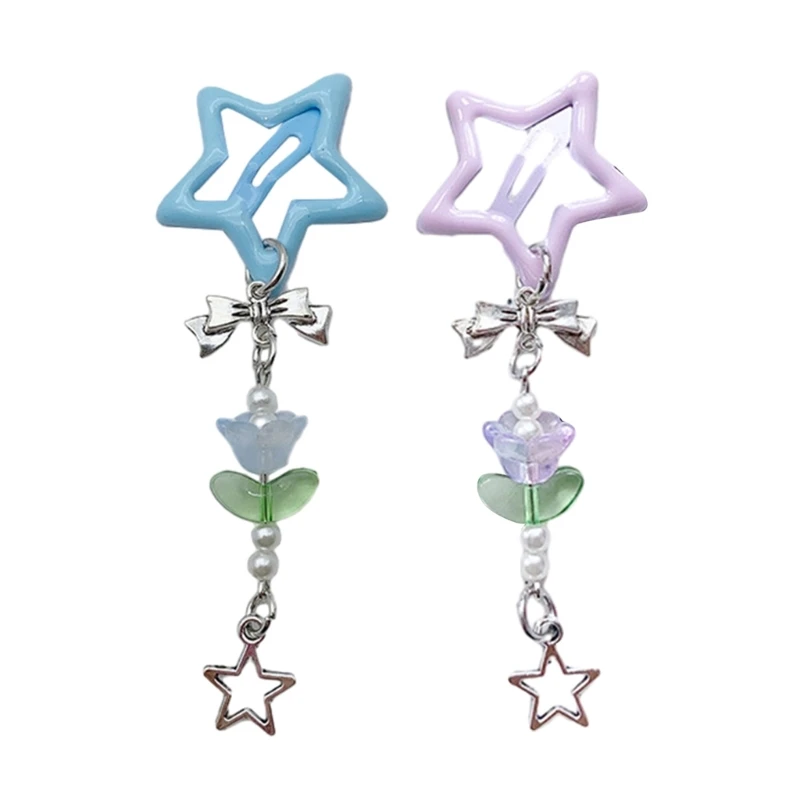 Blue Star Hairpin for Girls Sweet Charm Hair Barrettes with Flower Pendant for Photography
Blue Star Hairpin for Girls Sweet Charm Hair Barrettes with Flower Pendant for Photography