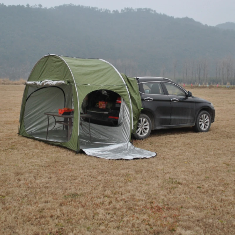 

Army Green Best Selling SUV Painted Silver Tent Car Bicycle Tent Dual Purpose Bicycle Tent can be Connected to the Rear Tent