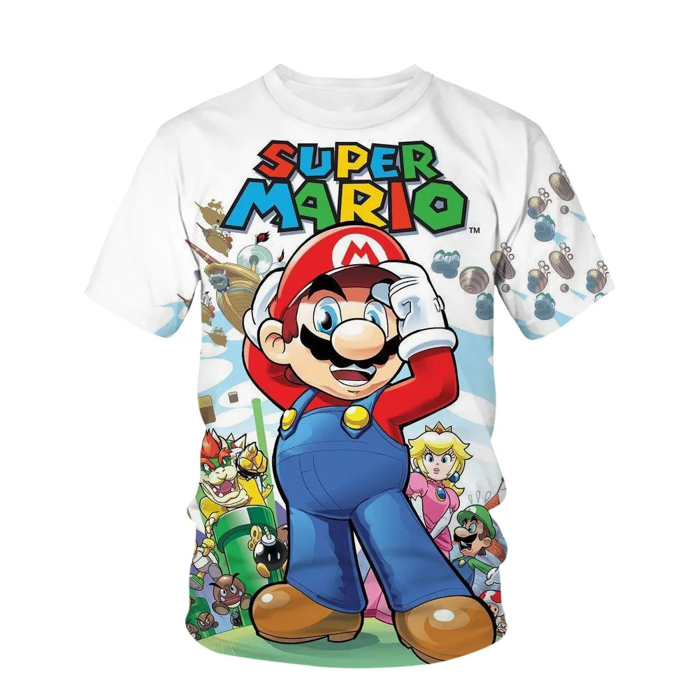 

New Baby T-shirt Super Mario Children's Summer Baby Girl Peach Princess Top 3-14Y Children's Boy Short Sleeve Game T-shirt 5XL