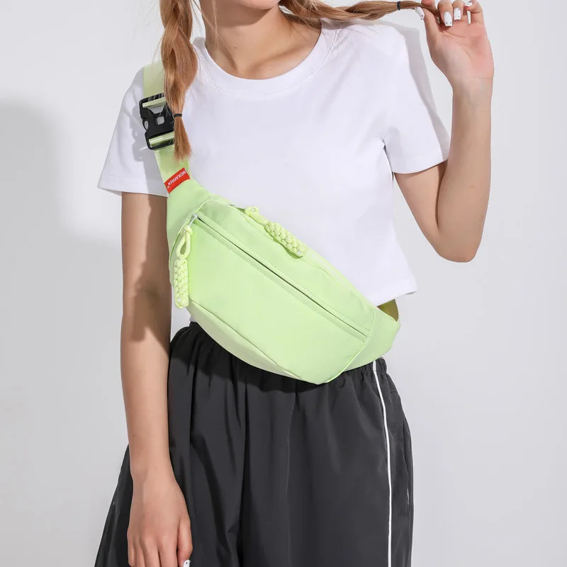 

Fashion Women Candy Color Fanny Pack New Trend Young Girls Korean Style Zipper Waist Bag Wide Shoulder Strap Small Crossbody Bag
