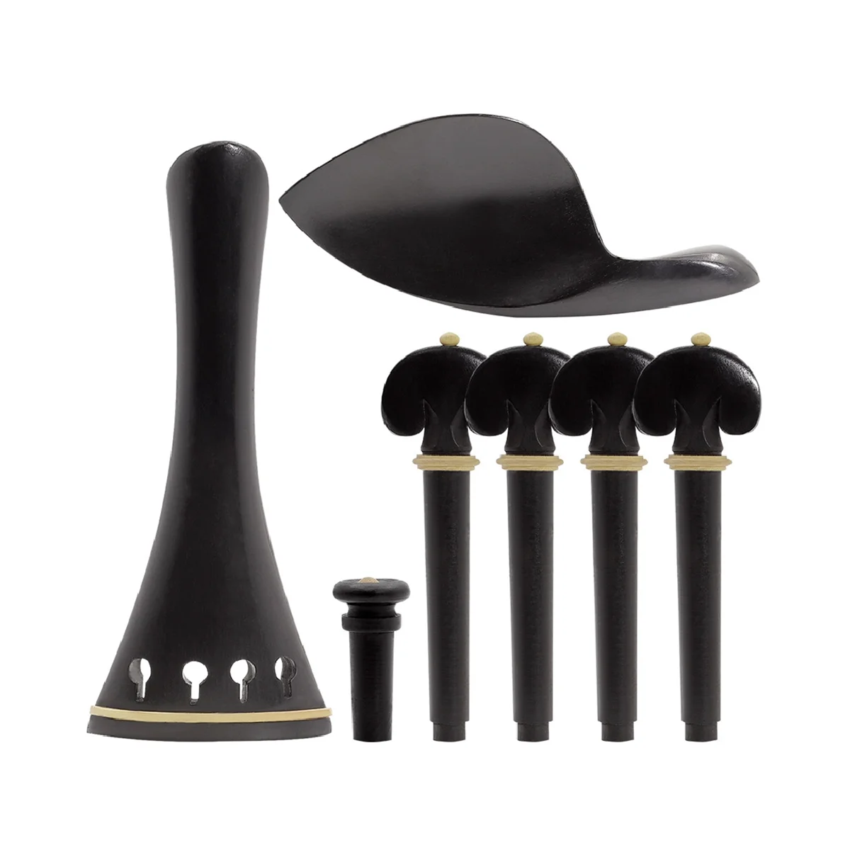

Ebony Wood Violin Pegs Chin Rest Violin Chinrest End Pin Tuner Tailpiece Set 4/4 Violin Parts