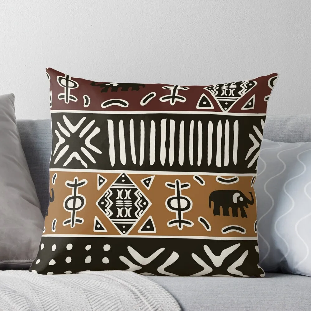 

African mud cloth with elephants Throw Pillow Pillowcase Cushion ornamental pillows luxury decor Cushion Cover