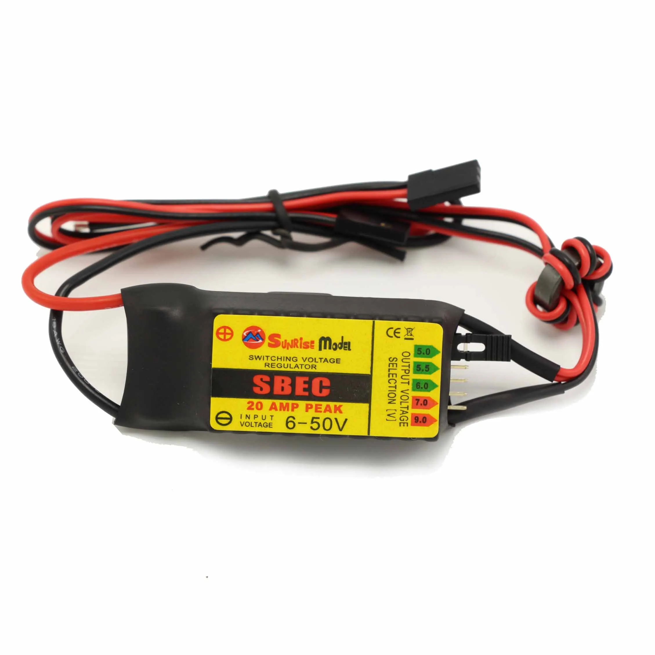 

Sunrise 20A HV (2~12S) Switching BEC SBEC by jumper for 5V, 5.5V, 6V,7V or 9V operation for Hobbyking YEP 2-12 LIPO 6-35Ni-MH/CD