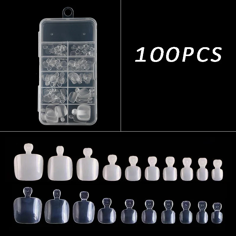 100Pcs Acrylic Square False Toe Nails Natural White Transparent Color Press on Full Cover Artificial Fake Toenail Manicure Tools
100Pcs Acrylic Square False Toe Nails Natural White Transparent Color Press on Full Cover Artificial Fake Toenail Manicure Tools