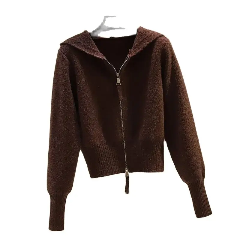 2022 Short Long-sleeved Cardigan Zipper Hooded Thick knitted All-Match Loose Ladies Spring And Autumn Women's Sweater Casual Top
2022 Short Long-sleeved Cardigan Zipper Hooded Thick knitted All-Match Loose Ladies Spring And Autumn Women's Sweater Casual Top