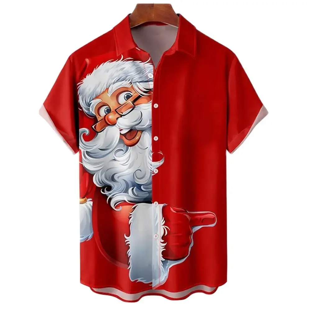 

New Christmas Shirts For Men 3d Print Santa Short Sleeve T Shirt Fashion Xmas Blouse Oversized Tees Shirt Men Clothing Camisas