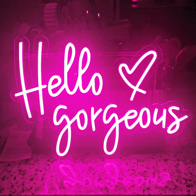 

Hello Gorgeous Neon Sign led Light Wall Art Decorations Bedroom Bar Pub Club Rave Apartment Home Decor Party Christmas Gifts