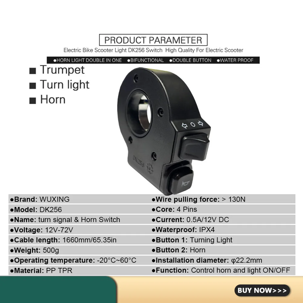 Convenient EBike Wuxing 2In1 Electric Bicycle Scooter Front Light Headlight Horn Switch For Smooth Riding Experience
Convenient EBike Wuxing 2In1 Electric Bicycle Scooter Front Light Headlight Horn Switch For Smooth Riding Experience