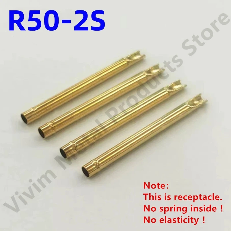 

100PCS R50-2S Test Pin P50-B1 Receptacle Brass Tube Needle Sleeve Seat Solder Connect Probe Sleeve Length17.5mm Outer Dia 0.86mm