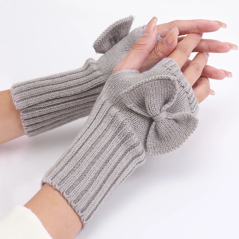 

Перчатки с открытыми пальцами для женщин, зимние мягкие теплые шерстяные вязаные рукавицы, короткие теплые митенки без пальцев, женские перчатки унисекс