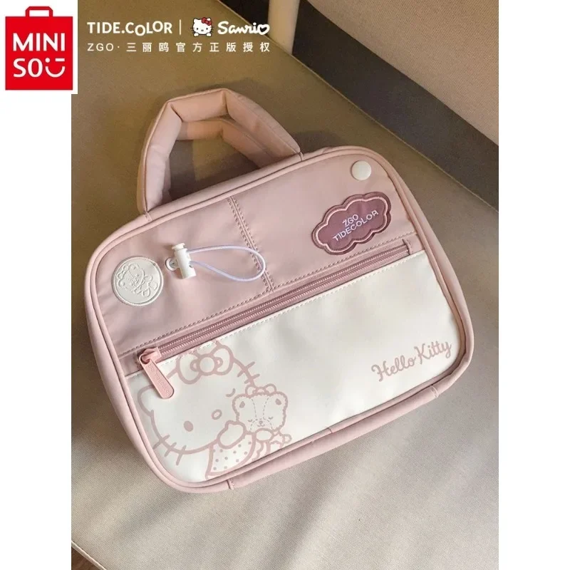 

MINISO San Liou Hello Kitty Kuromi Handbag Student Large Capacity Portable Fashion Women's Storage Versatile Shoulder Bag