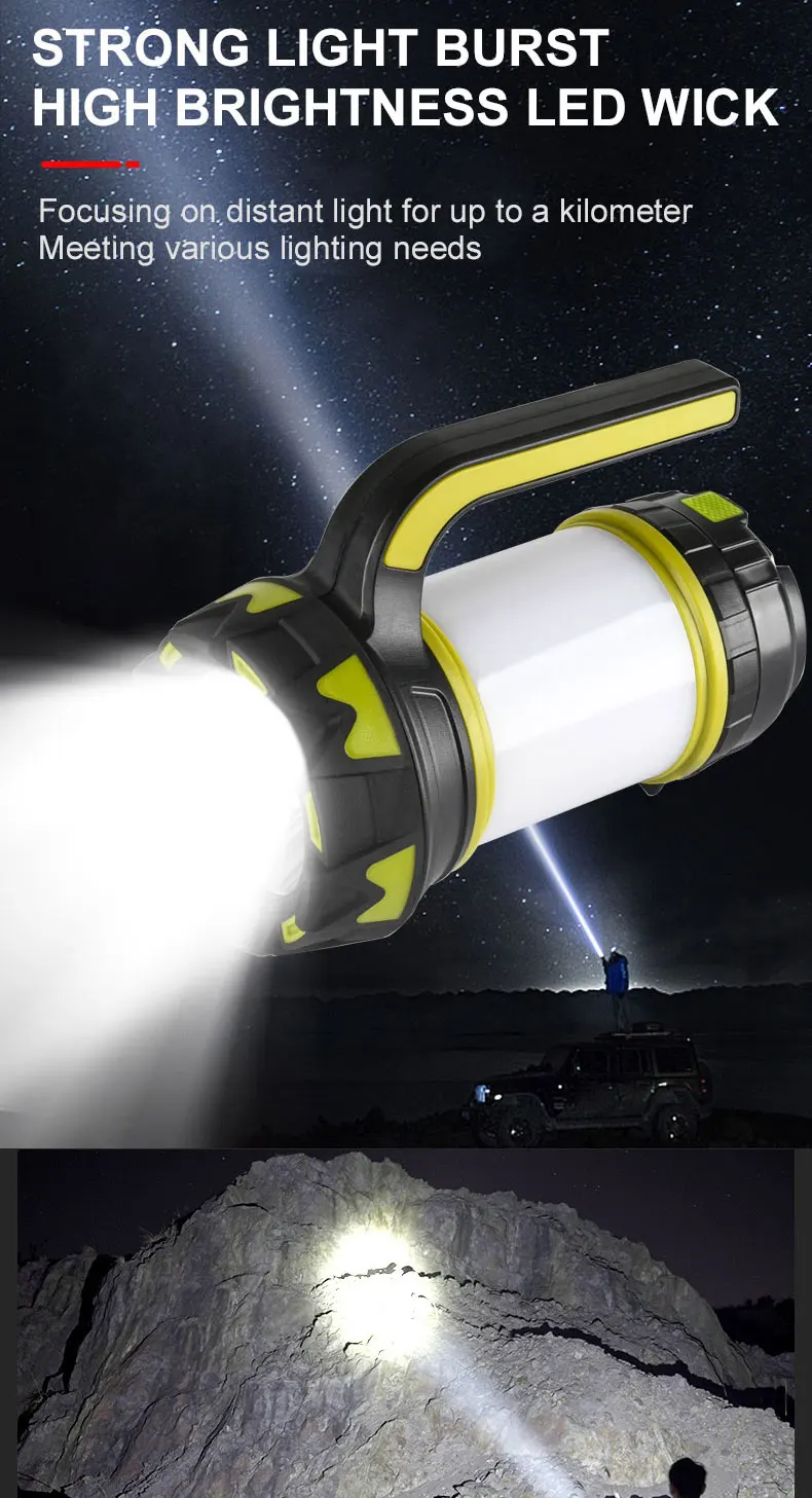 Portable Camping Lantern Lamp T6 Beads Flashlight USB Rechargeable Waterproof Emergency Outdoor Searchlight With COB Sidelight Portable Camping Lantern Lamp T6 Beads Flashlight USB Rechargeable Waterproof Emergency Outdoor Searchlight With COB Sidelight