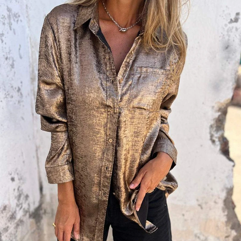 Women's Turn-down Collar Loose Tops New Spring Multi Color Single Breasted Shirts Vintage Velvet Long Sleeved Commuter Blouses 
Women's Turn-down Collar Loose Tops New Spring Multi Color Single Breasted Shirts Vintage Velvet Long Sleeved Commuter Blouses