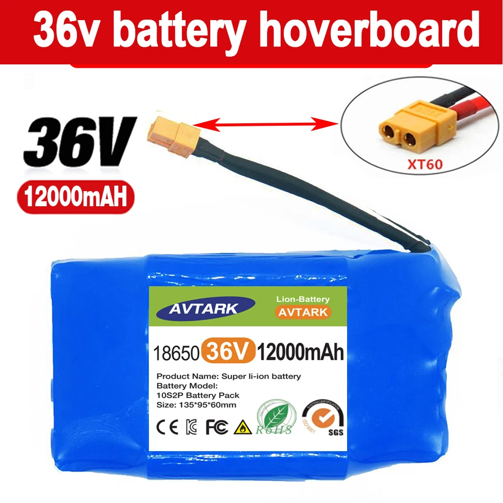 36V Battery Pack 4.4/7/12Ah 12000mAh Rechargeable Lithium Ion Battery for Electric Self Balancing Scooter HoverBoard Unicycle
36V Battery Pack 4.4/7/12Ah 12000mAh Rechargeable Lithium Ion Battery for Electric Self Balancing Scooter HoverBoard Unicycle