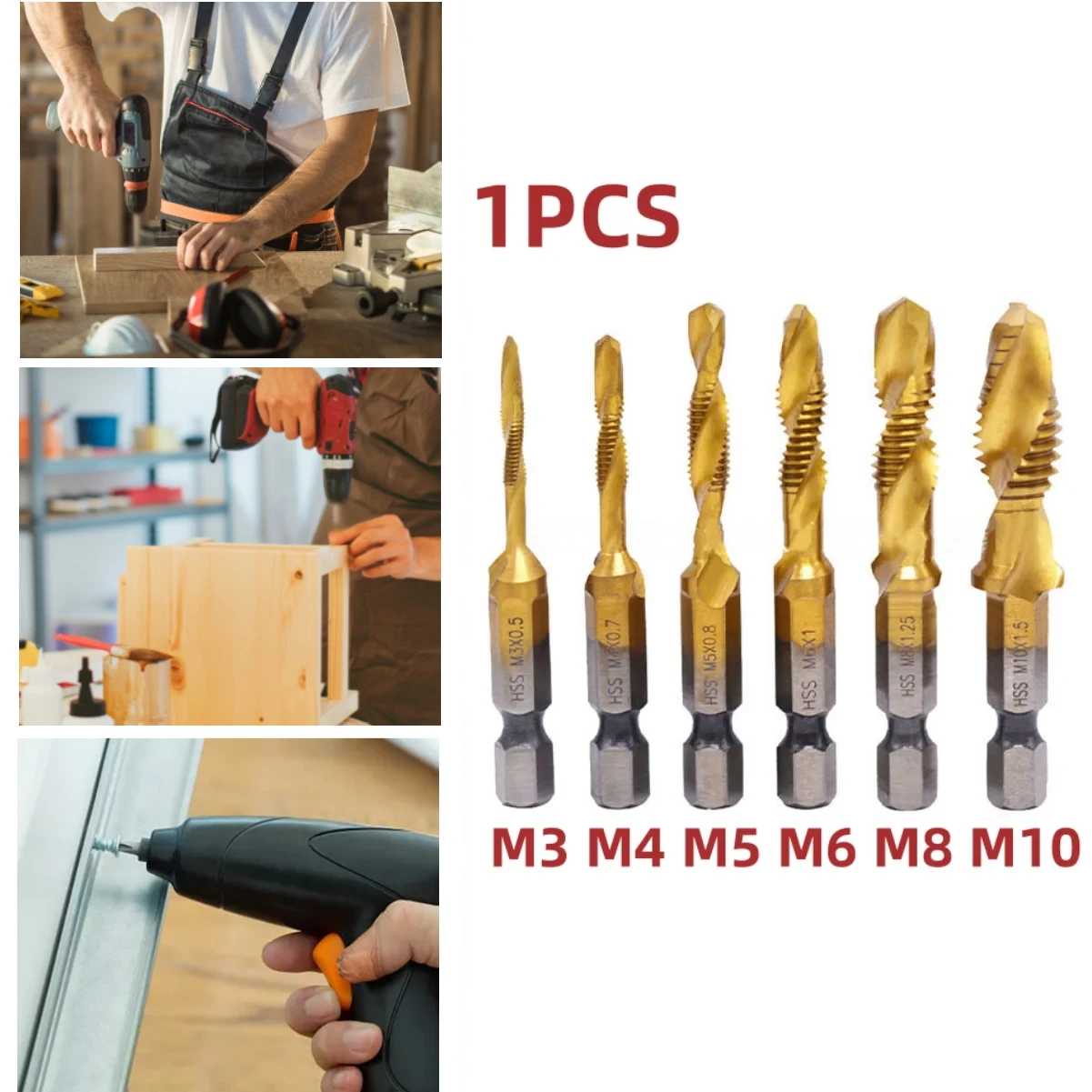 1pc M3 M4 M5 M6 M8 M10 Tap Drill Compound Tap Bit Hex Shank Titanium Plated HSS Thread Metric Tap Woodworking Power Tools
1pc M3 M4 M5 M6 M8 M10 Tap Drill Compound Tap Bit Hex Shank Titanium Plated HSS Thread Metric Tap Woodworking Power Tools