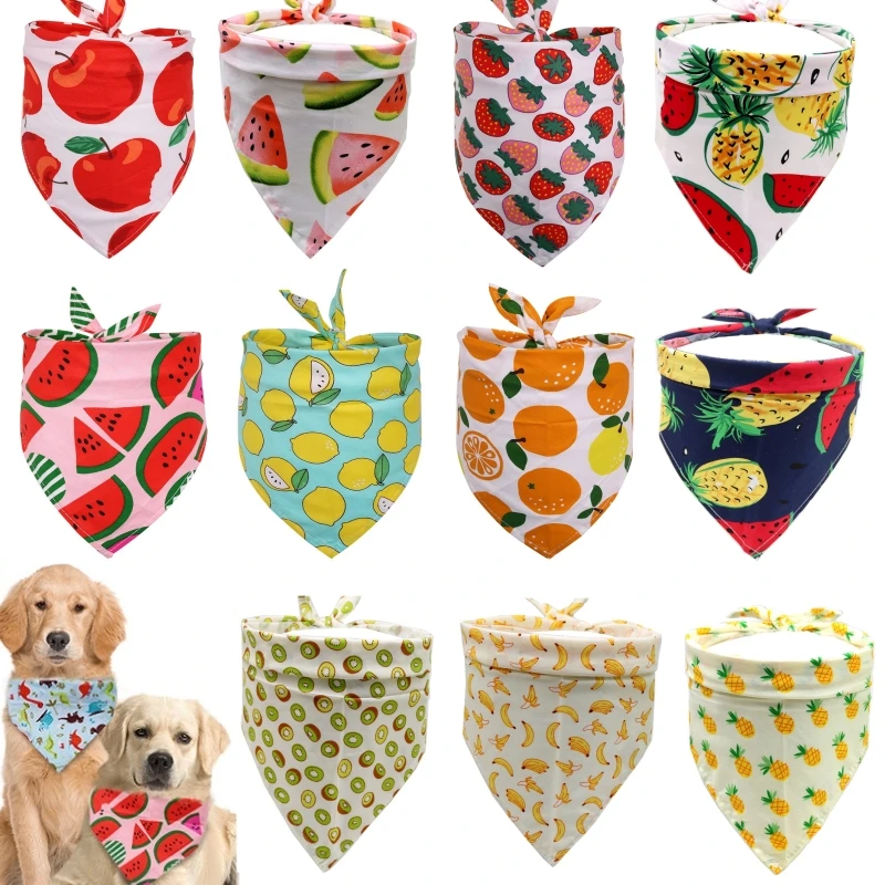 

Dog Bandana Fruit Cotton Print Dog Accessories Pet Dog Triangular Bandage Soft Dog Bibs Cat Dog Necklace Kitten Puppy Scarf Item