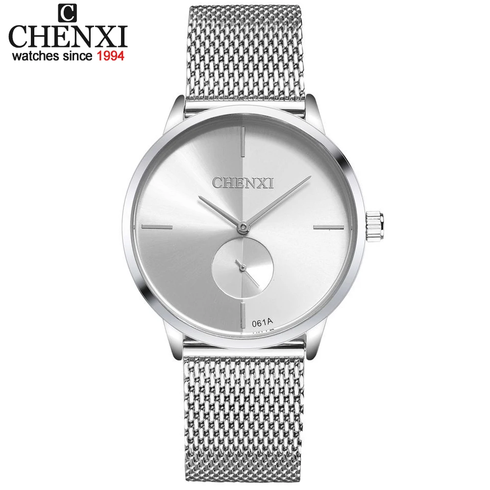 

CHENXI Fashion Brand Quartz Lovers Watches Waterproof Stainless Steel Mesh Watch for Men and Women Business Style Wristwatch