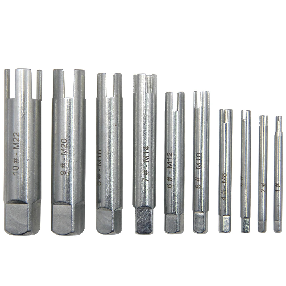 10Pcs M4-M22 Screw Tap Extractor Steel Broken Head Taps Remover Stripped Screw Tap Extractor Set Screw Remover Tools Drill Bits
10Pcs M4-M22 Screw Tap Extractor Steel Broken Head Taps Remover Stripped Screw Tap Extractor Set Screw Remover Tools Drill Bits