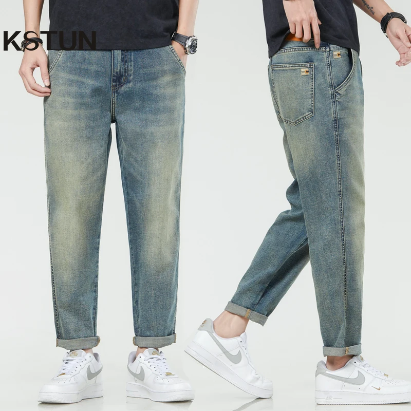 

Mens Jeans Brand 2024 Summer Men's Cropped Pants Stretch Casual Men Harem Pants Tapered Fashion Pockets Desinger Streetwear