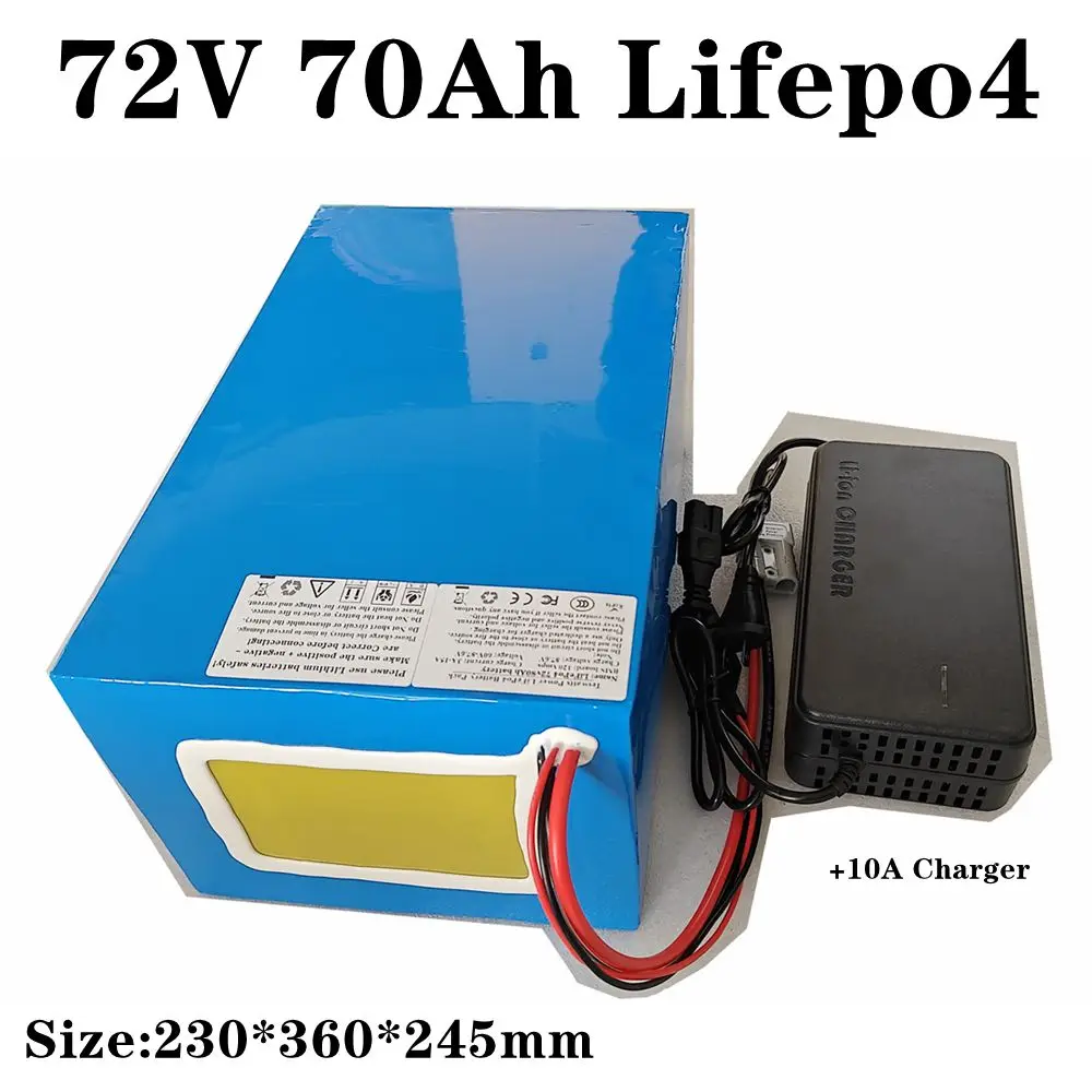 

lithium 72V 70Ah lifepo4 battery BMS 24S deep cycle for 5000W 3000W bicycle bike scooter Motorbike Motorcycle + 10A charger